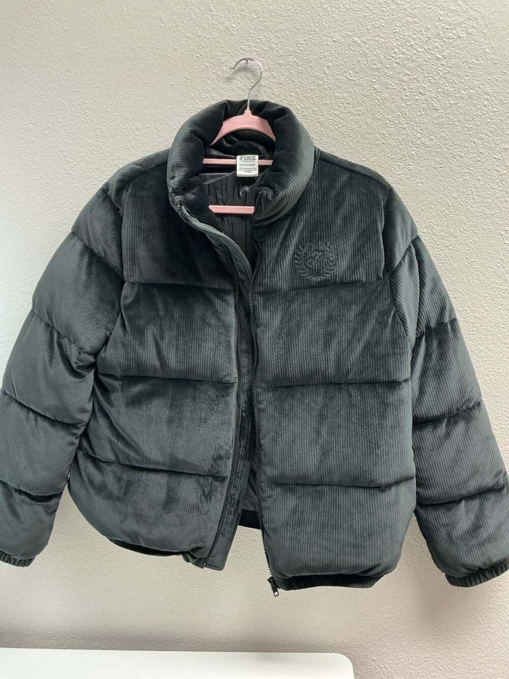 Victoria's Secret PINK Rib Velour Crop Puffer Jacket